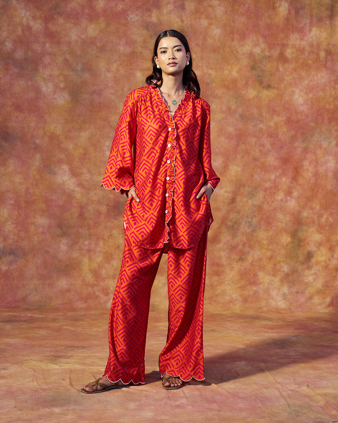 Leher Set <br> Ruffle Tunic Set