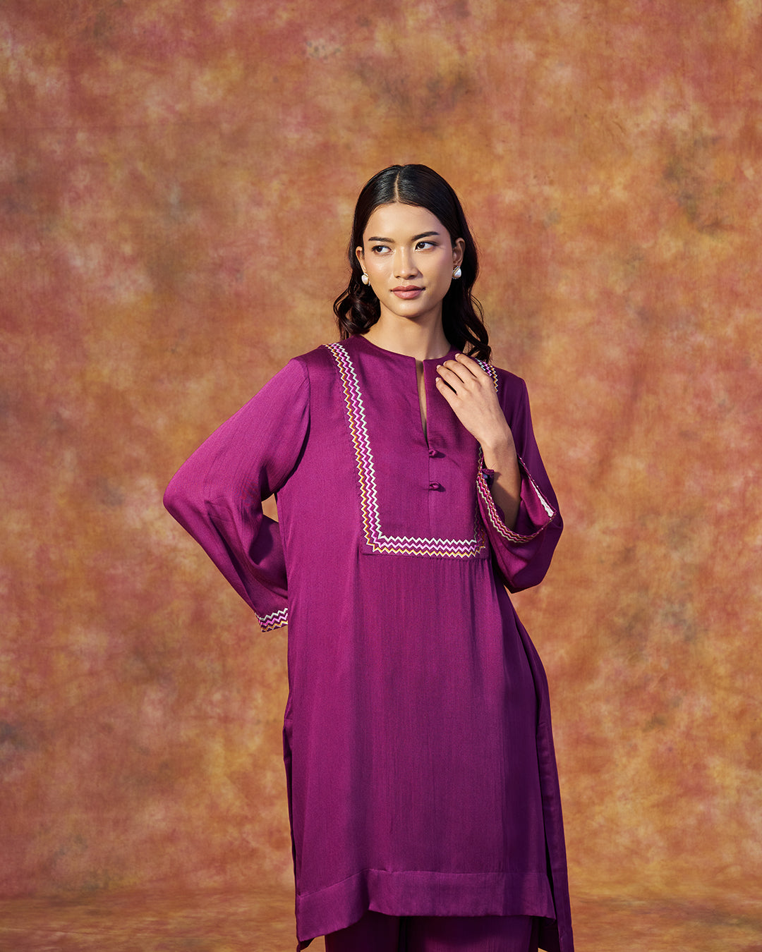Rumi Set <br> Embroidered Tunic Set with Wide Leg Pants