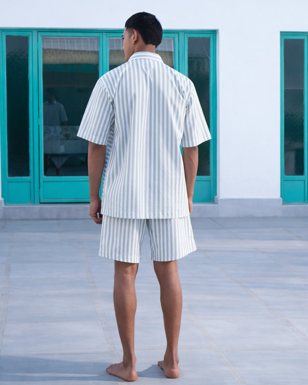 Garden Path Dual Stripe - Everyday Easy Set<br>Men's Cotton Notch Shorts Set