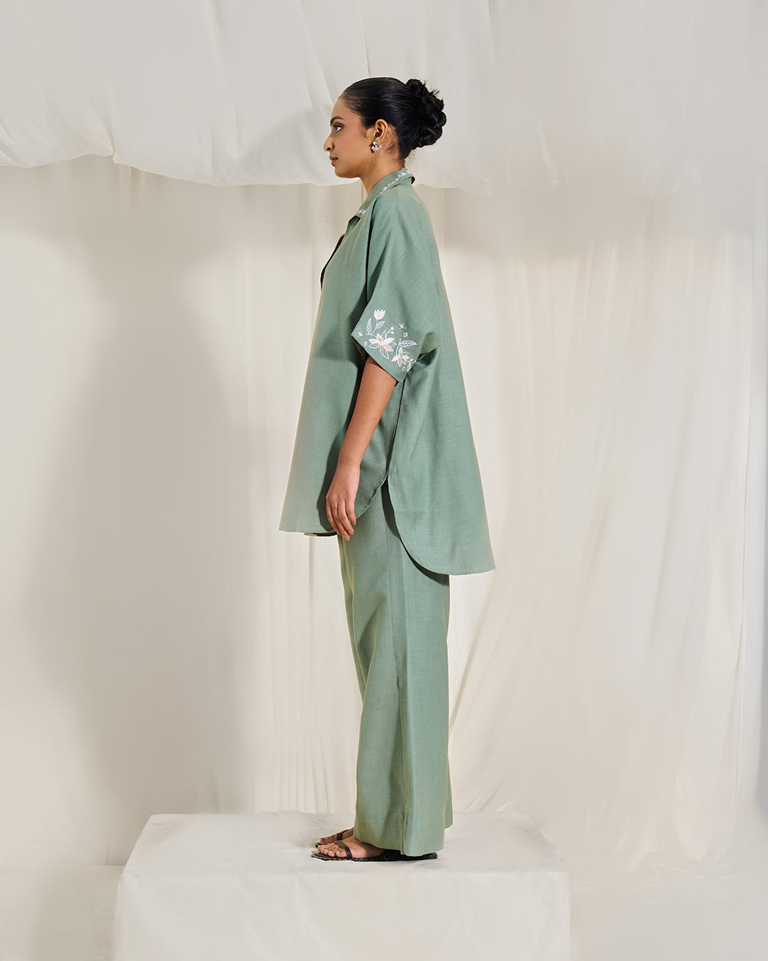 Soft Moss – Muse Set <br> Women's Embroidered Cotton Co-ord Set