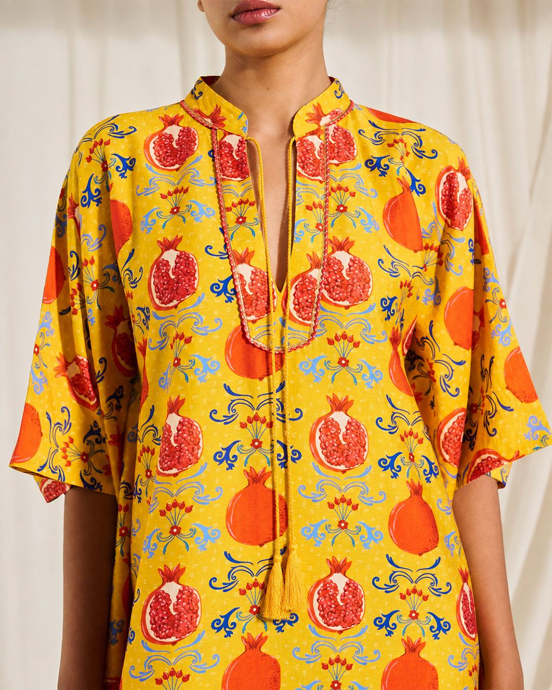 Serene Kaftan <br> Printed Kaftan with Tassel Neckline