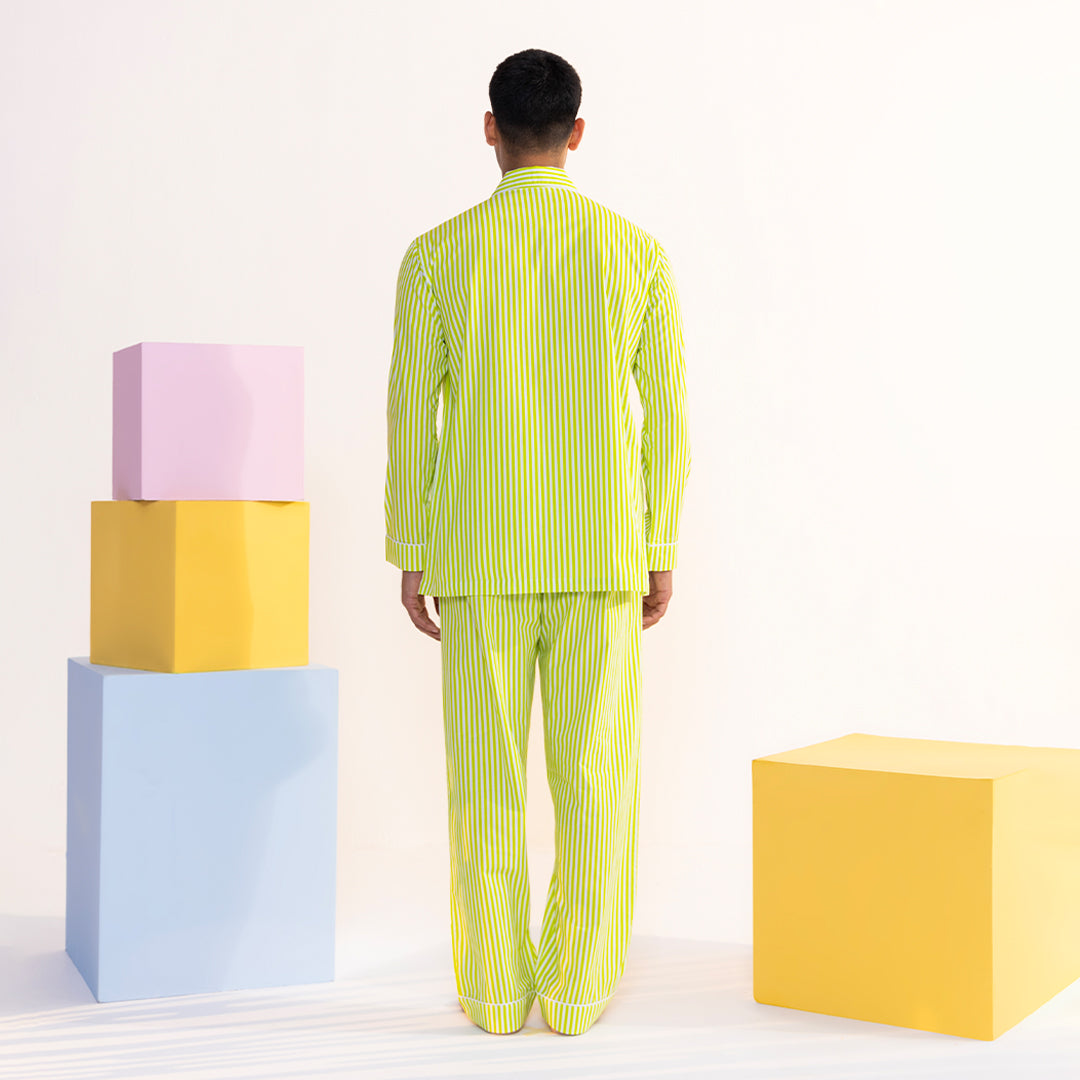 Applemint - Everyday Set<br>Men's Embroidered Cotton Notch Collar Pajama Set