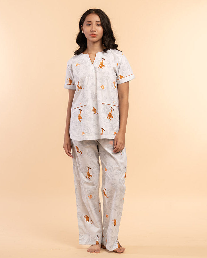 Banana Bandits Cotton Dip-Neck Pyjama Set