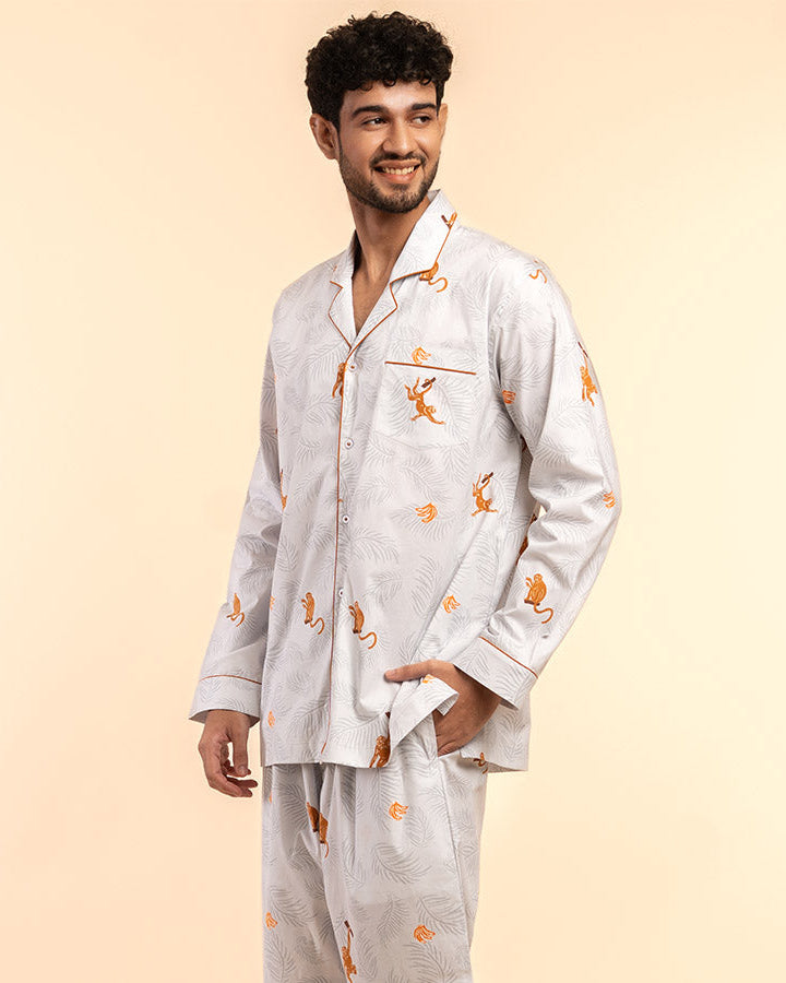 Banana Bandits Cotton Notched Pyjama Set - Men