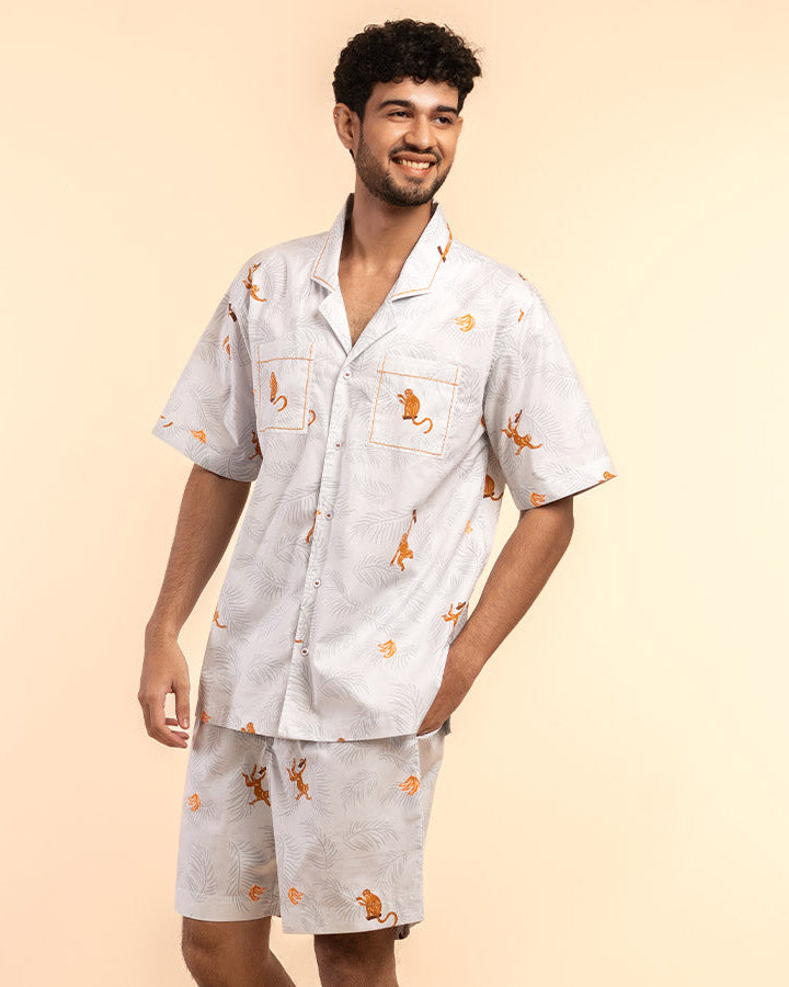 Banana Bandits Cotton Notched Shorts Set