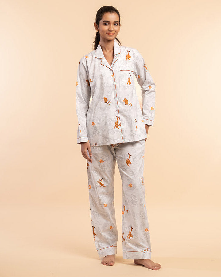 Banana Bandits Cotton Notched Collar Pyjama Set