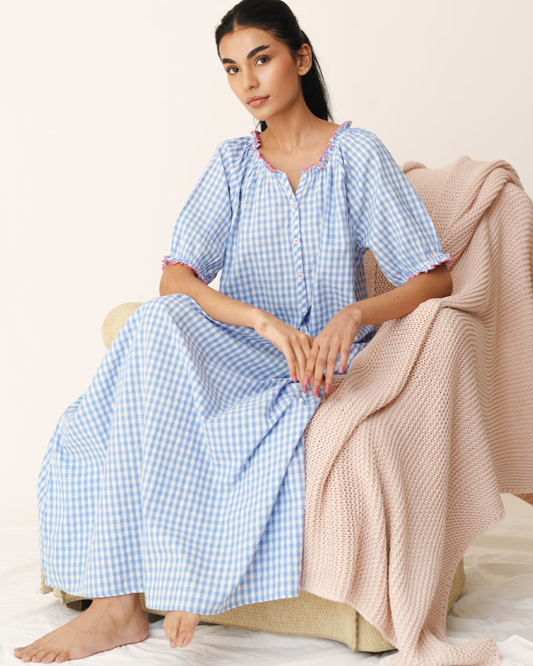 Daybreak - Everyday Sleep Dress <br> Women’s Cotton Gingham Sleep Nighty