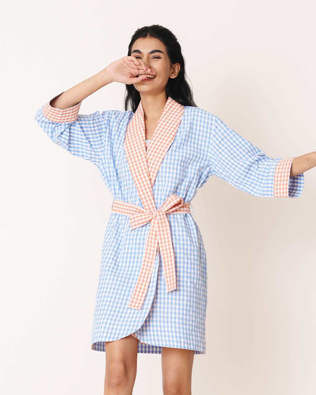 Sunwarm - Layer Robe <br> Women’s Cotton Gingham Classic Robe