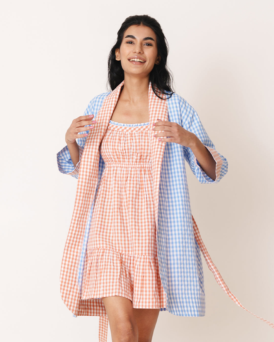 Daybreak - Layer Robe <br> Women’s Cotton Gingham Classic Robe
