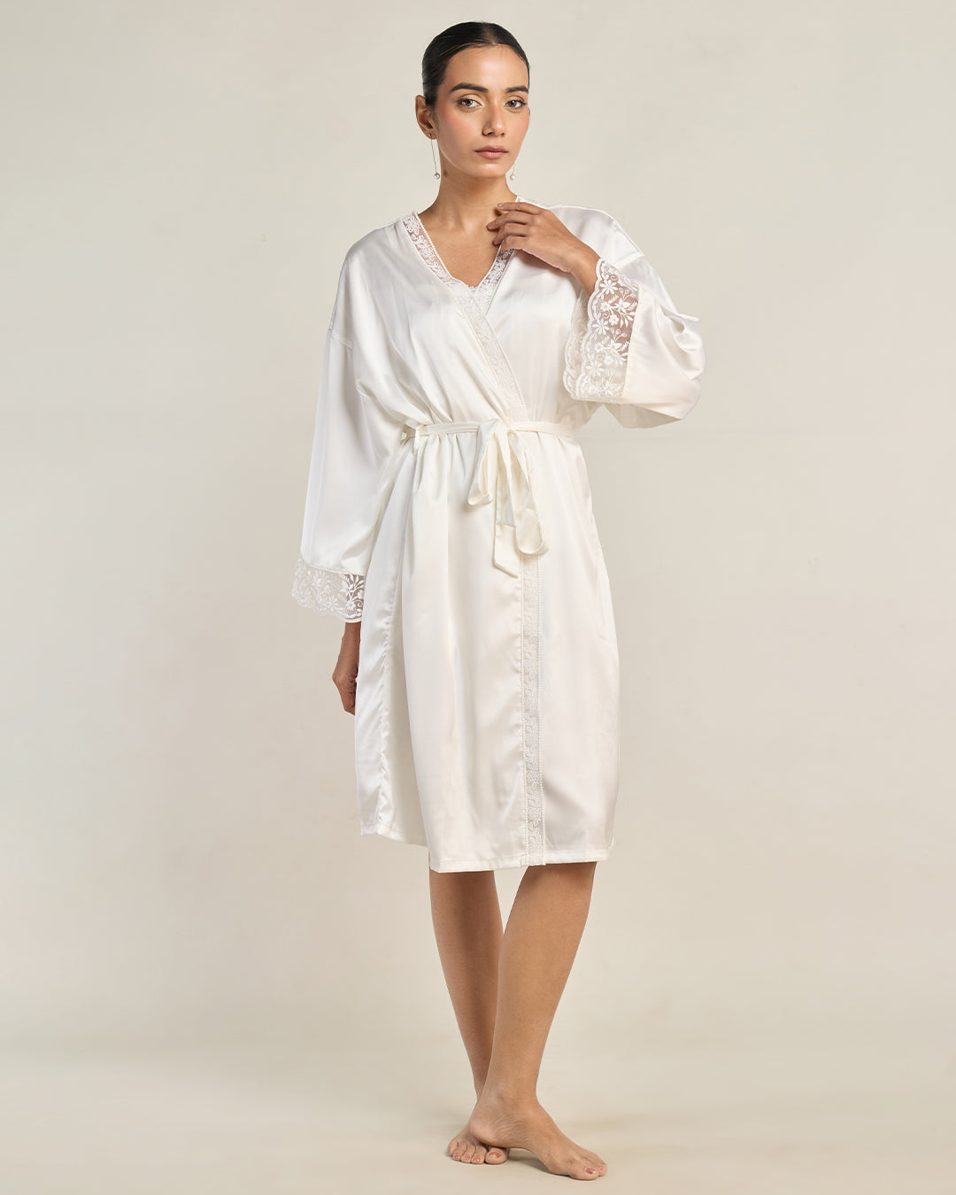 Ivory Pearl Satin Belle Robe