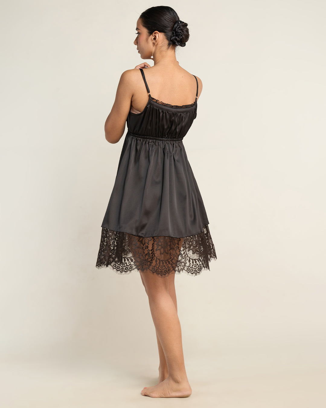 Ebony Satin Mini Camisole Dress