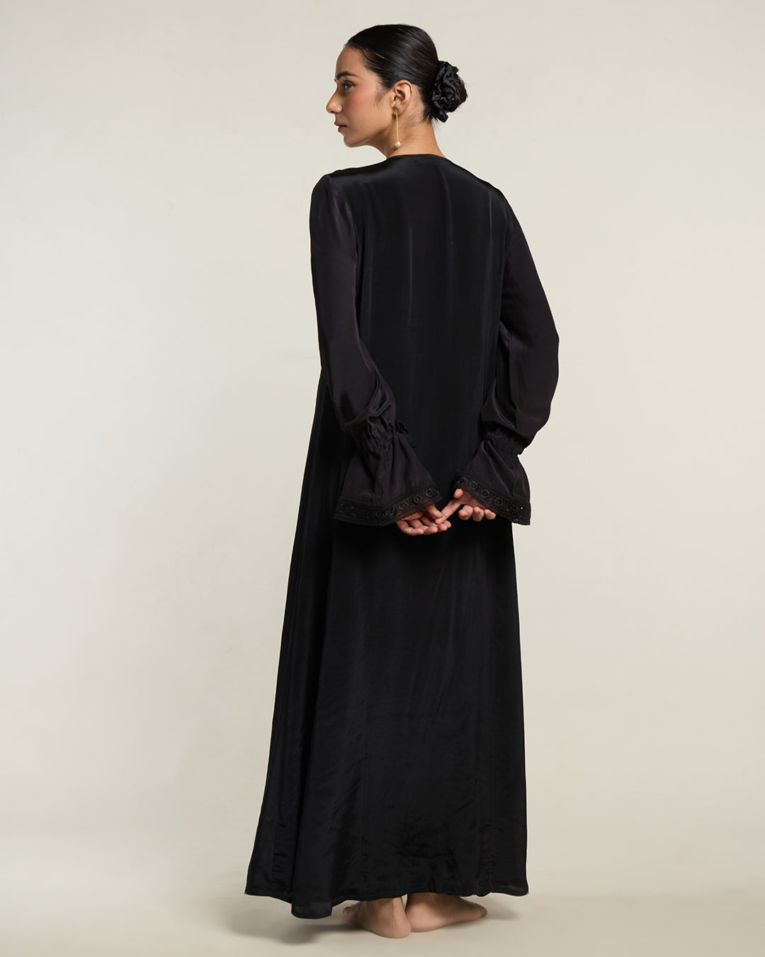 Ebony Satin Long Robe