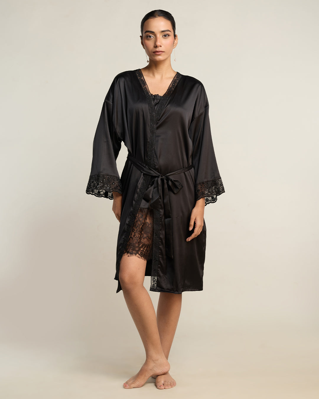 Ivory Pearl Belle Satin Robe Set