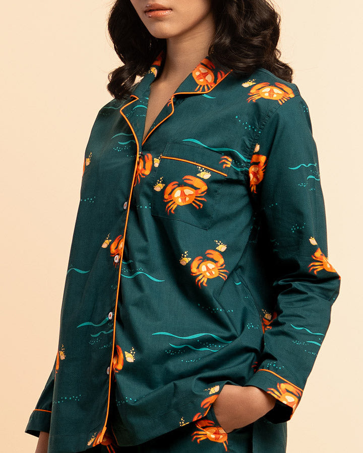 Coastal Crawl Cotton Notched Collar Pyjama Set