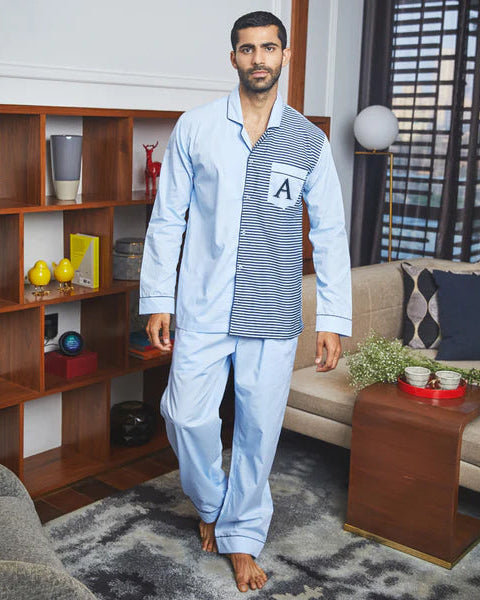 Cool Mint - Everyday Set<br>Men's Cotton Notch Collar Pajama Set