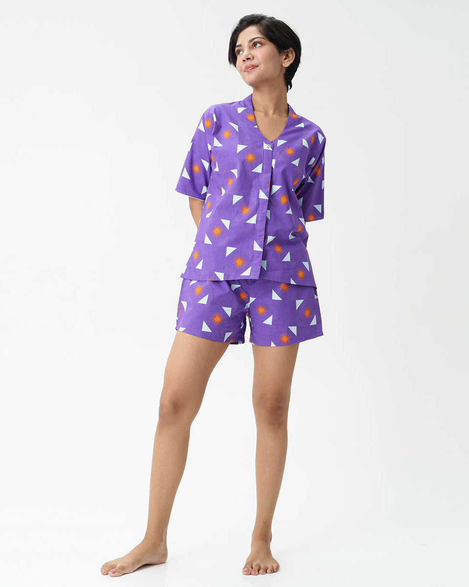 Cosmic Rays Cotton High Low Shorts Set