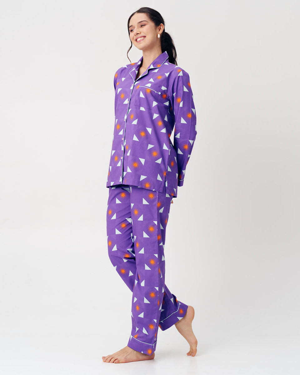 Cosmic Rays Cotton Notched Collar Pyjama Set