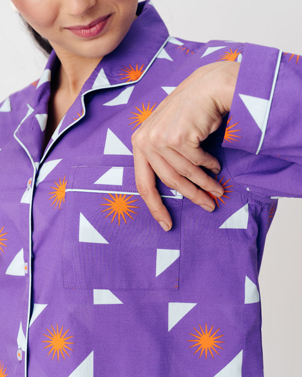 Cosmic Rays Cotton Notched Collar Pyjama Set