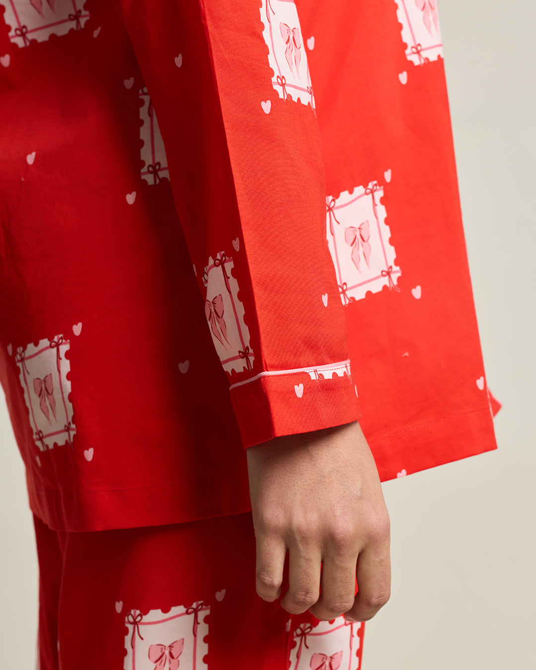 Cards of Love Embroidered Notched Collar Pyjama Set - Women