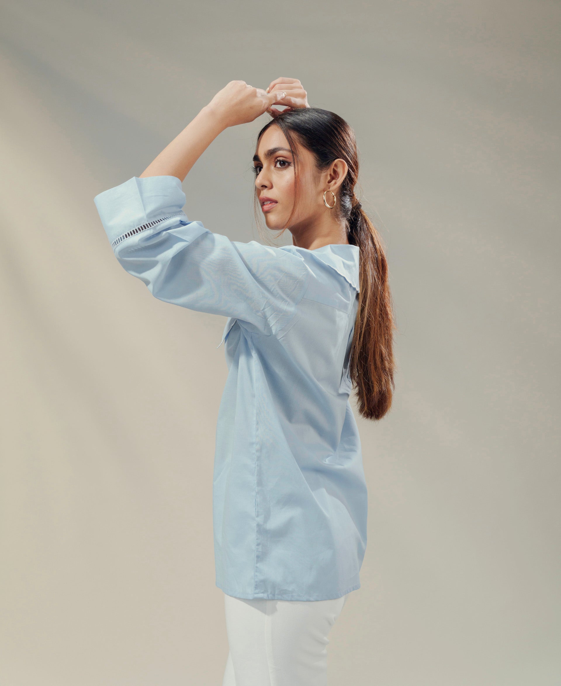 Periwinkle - Embroidered Casual Top