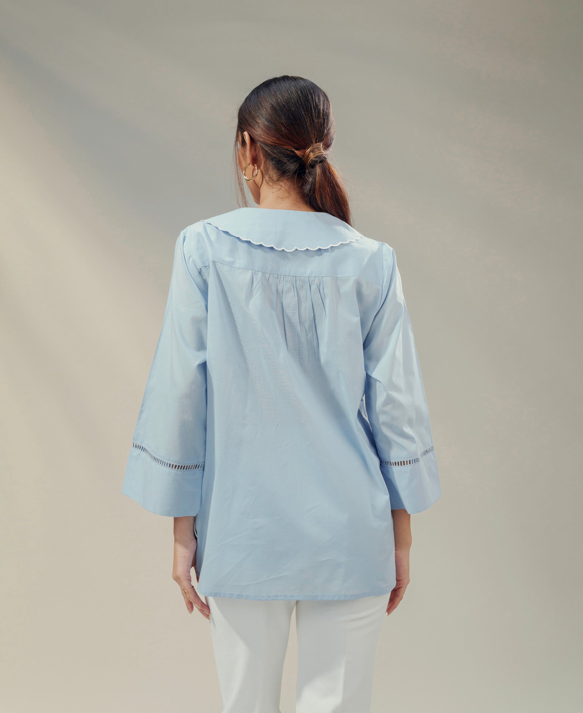 Periwinkle - Embroidered Casual Top