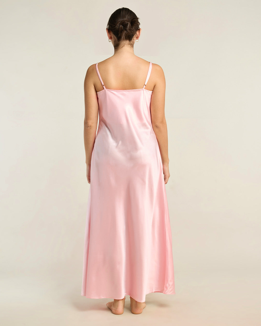 Rosé Satin Camisole Maxi Dress