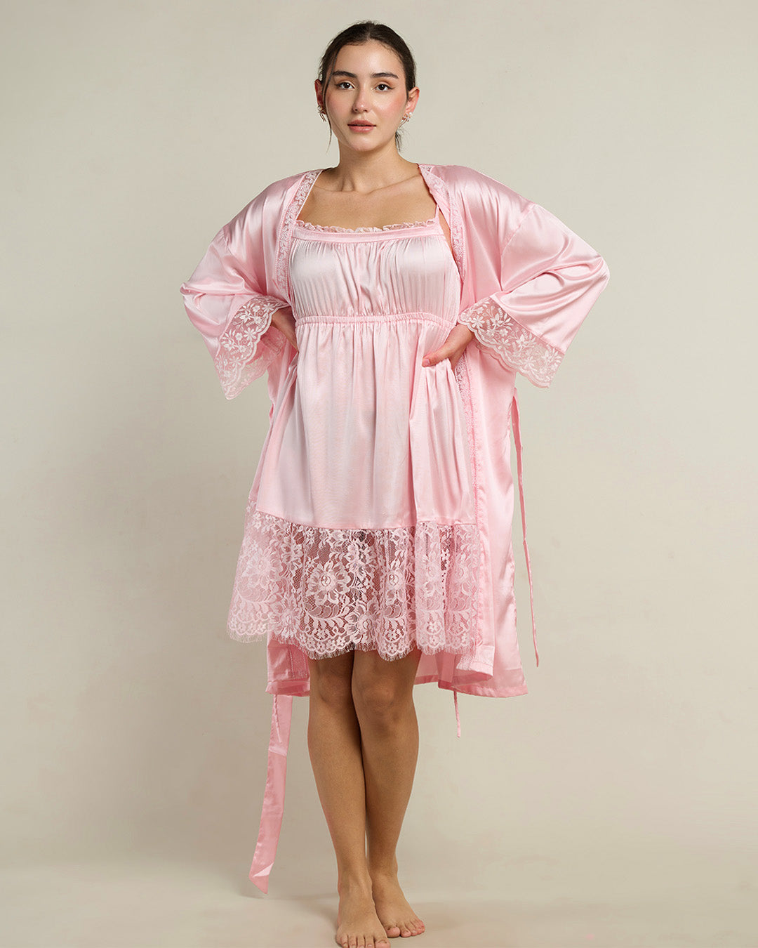 Rosé Satin Mini Camisole Dress