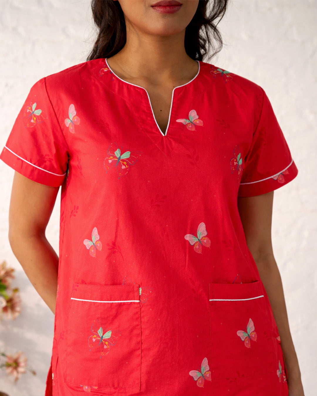 Flutter Bloom - Cove Set <br>Women’s Cotton Dip Neck Pajama Set