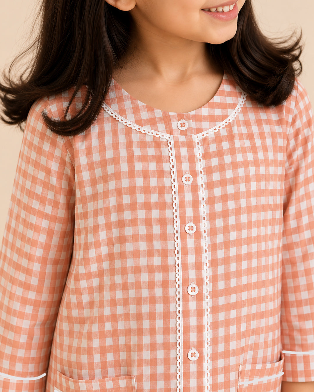 Dream Set <br> Kids Cotton Gingham Henley Pajama Set