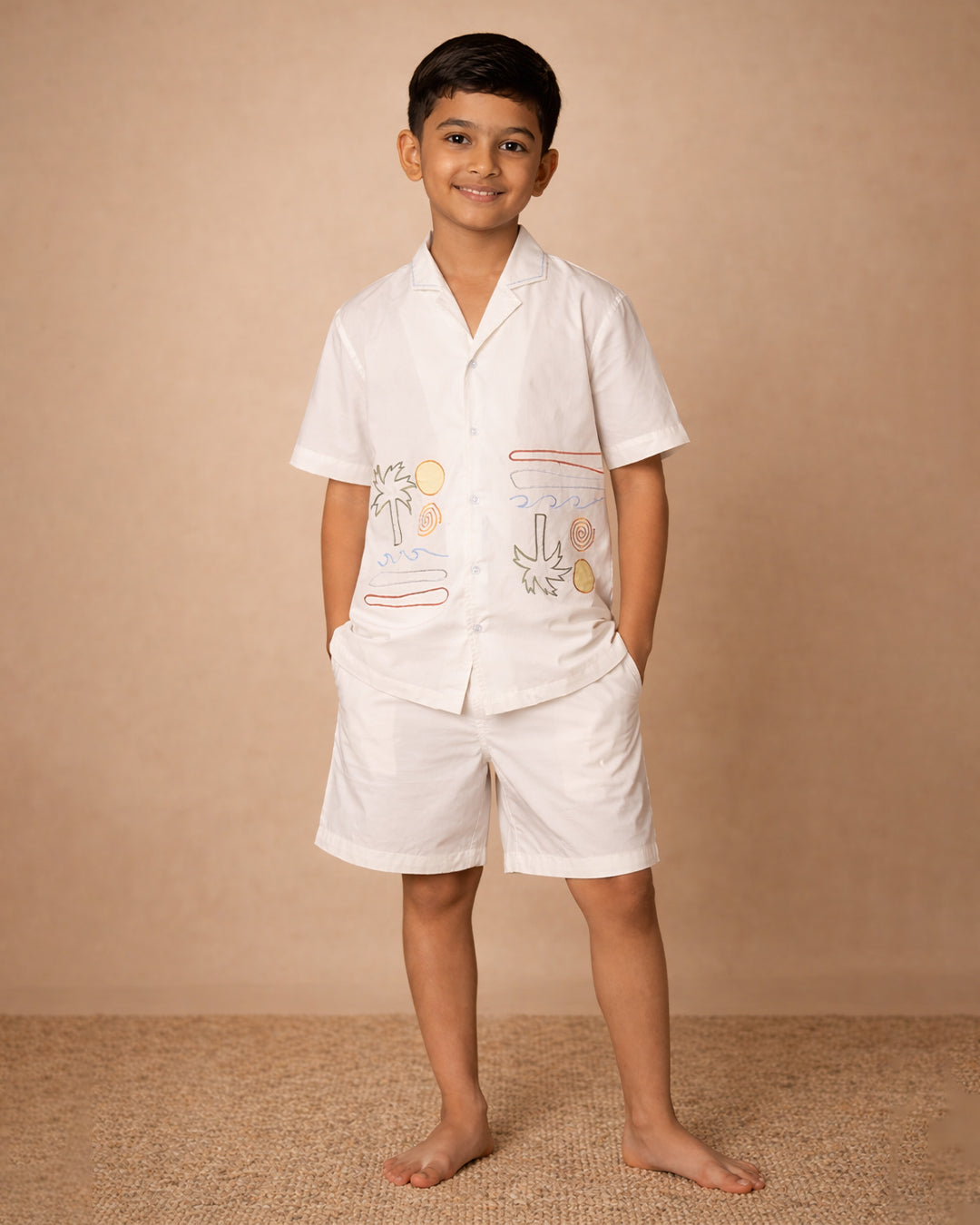 Seascape - Everyday Easy Set <br> Kids Embroidered Cotton Co-Ord Shorts Set