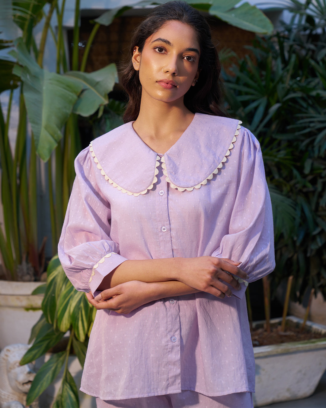 Lavender Bloom - Keepsake Set <br> Women's Peter-Pan Cotton Pajama Set