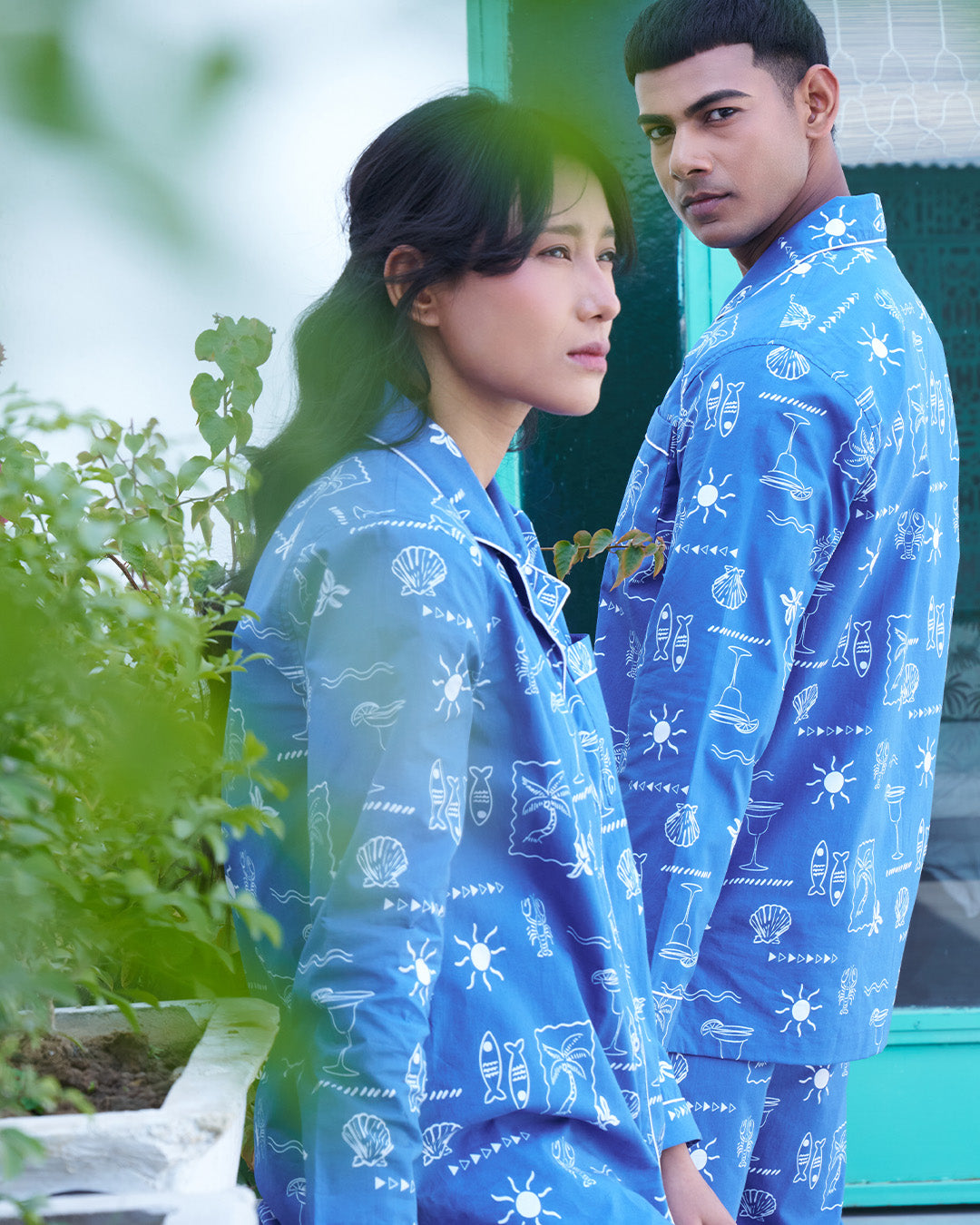 Lobster & Lime - Everyday Set<br>Women’s Cotton Notch Collar Pajama Set