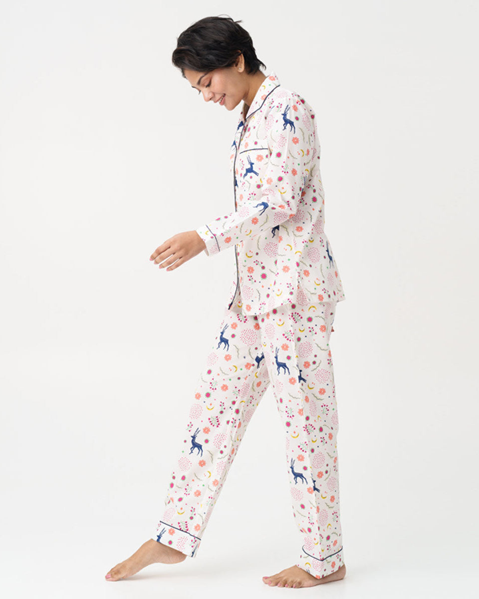 Magic Meadow Cotton Notched Collar Pyjama Set