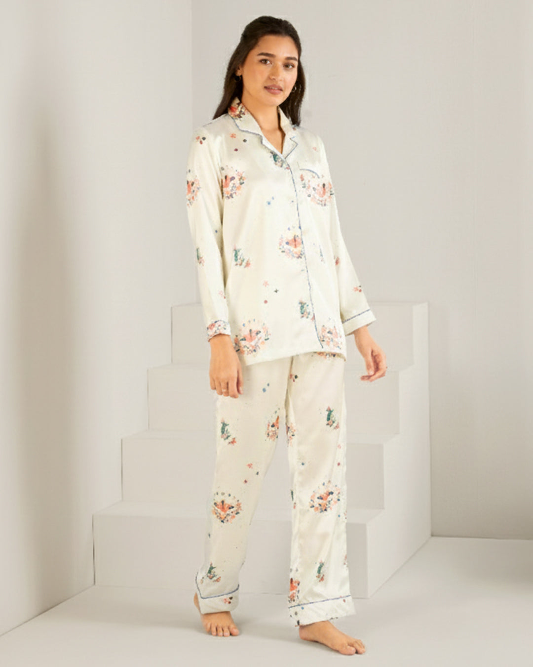 Edenscape Satin Notched Pyjama Set