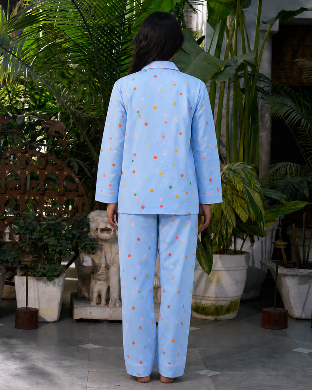 Sky Confetti - Everyday Set<br>Women’s Cotton Notch Collar Pajama Set