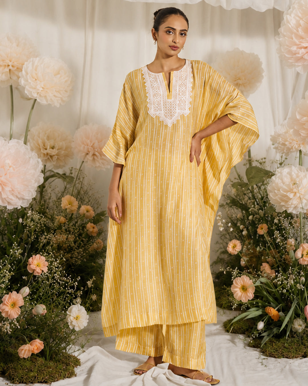 Elan Set <br> Kaftan Set with Lace Yoke