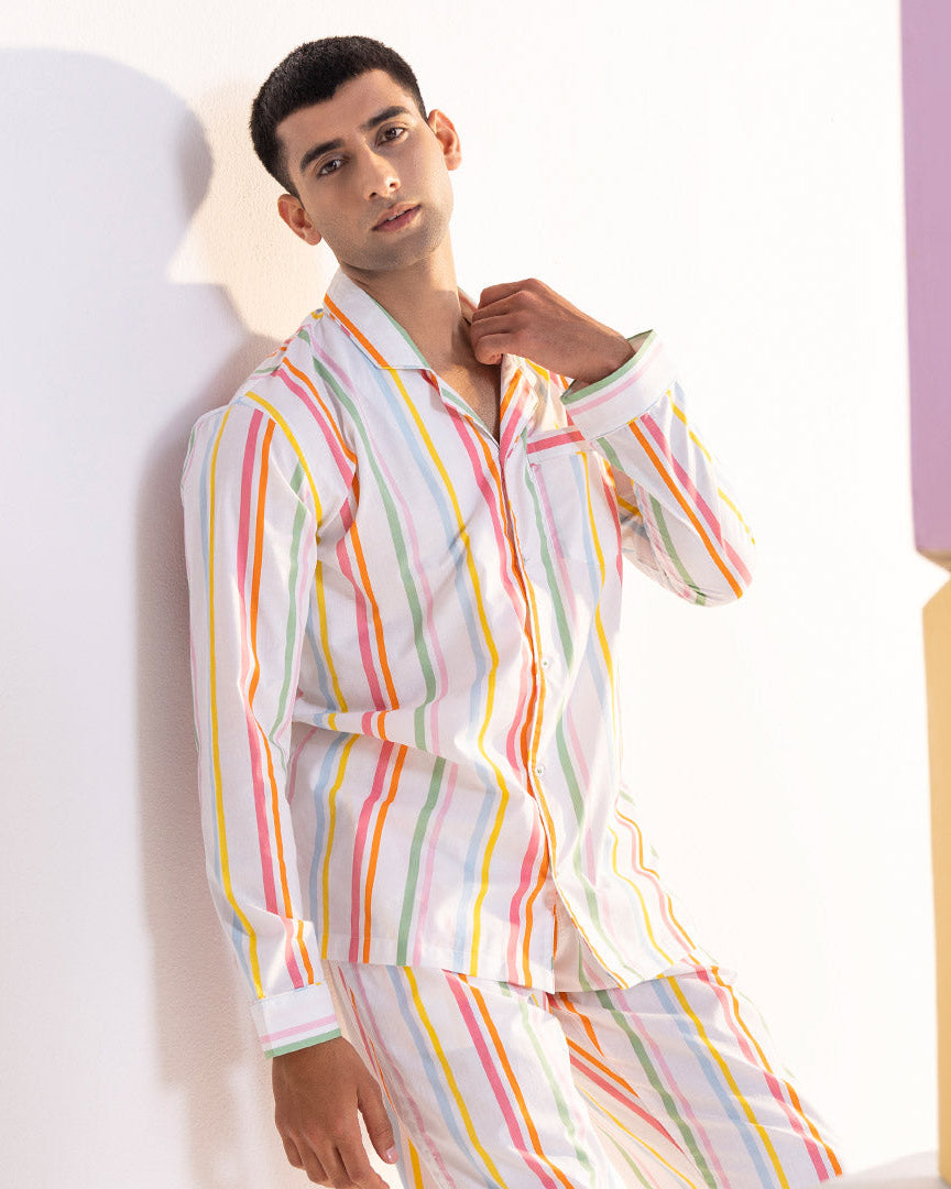Rainbow Rope Cotton Notched Pyjama Set