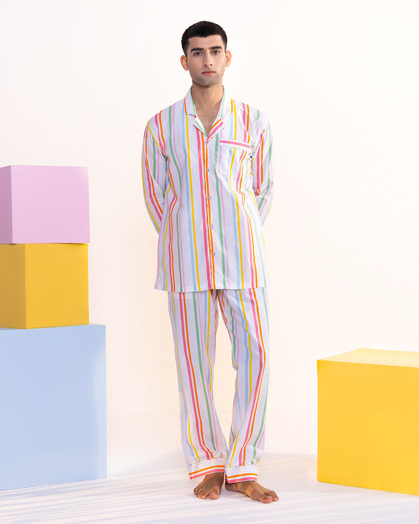 Rainbow Rope Cotton Notched Pyjama Set