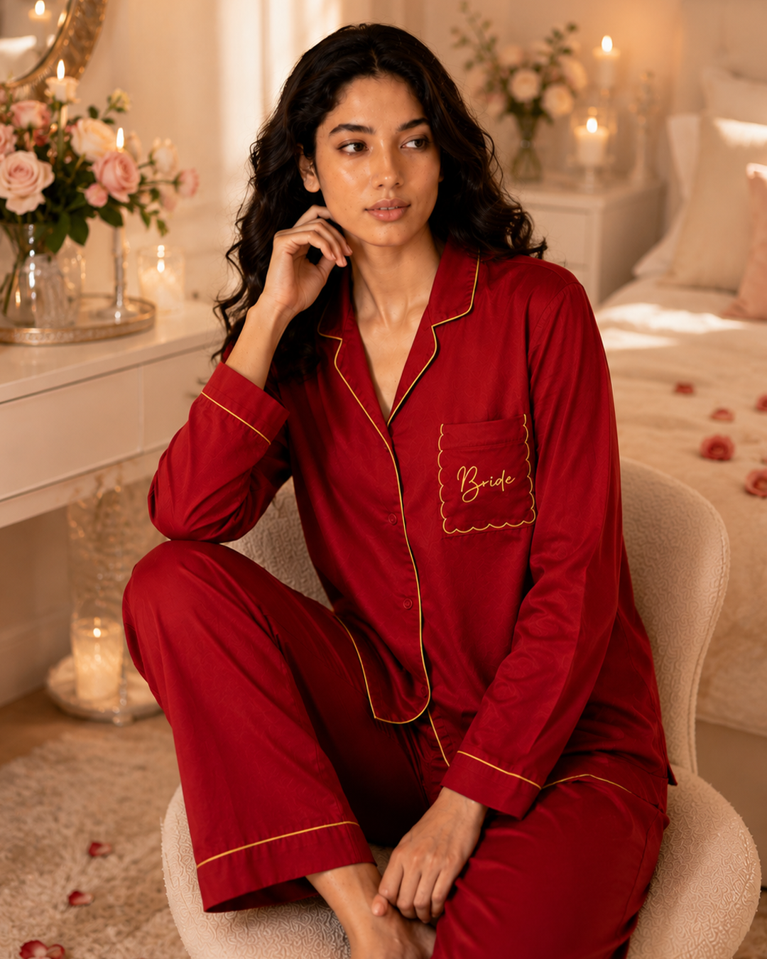 Bridal Siesta Embroidered - Everyday Set <br> Women Cotton Notched Pajama Set