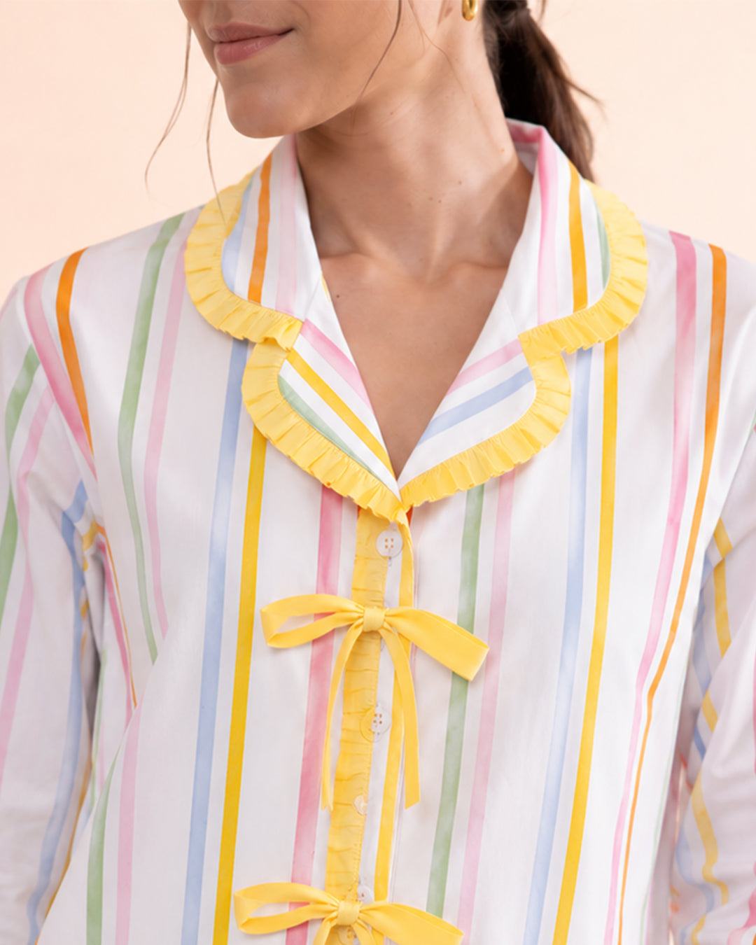 Reverie Set<br>Women’s Bow-tie Cotton Notch Collar Pajama Set