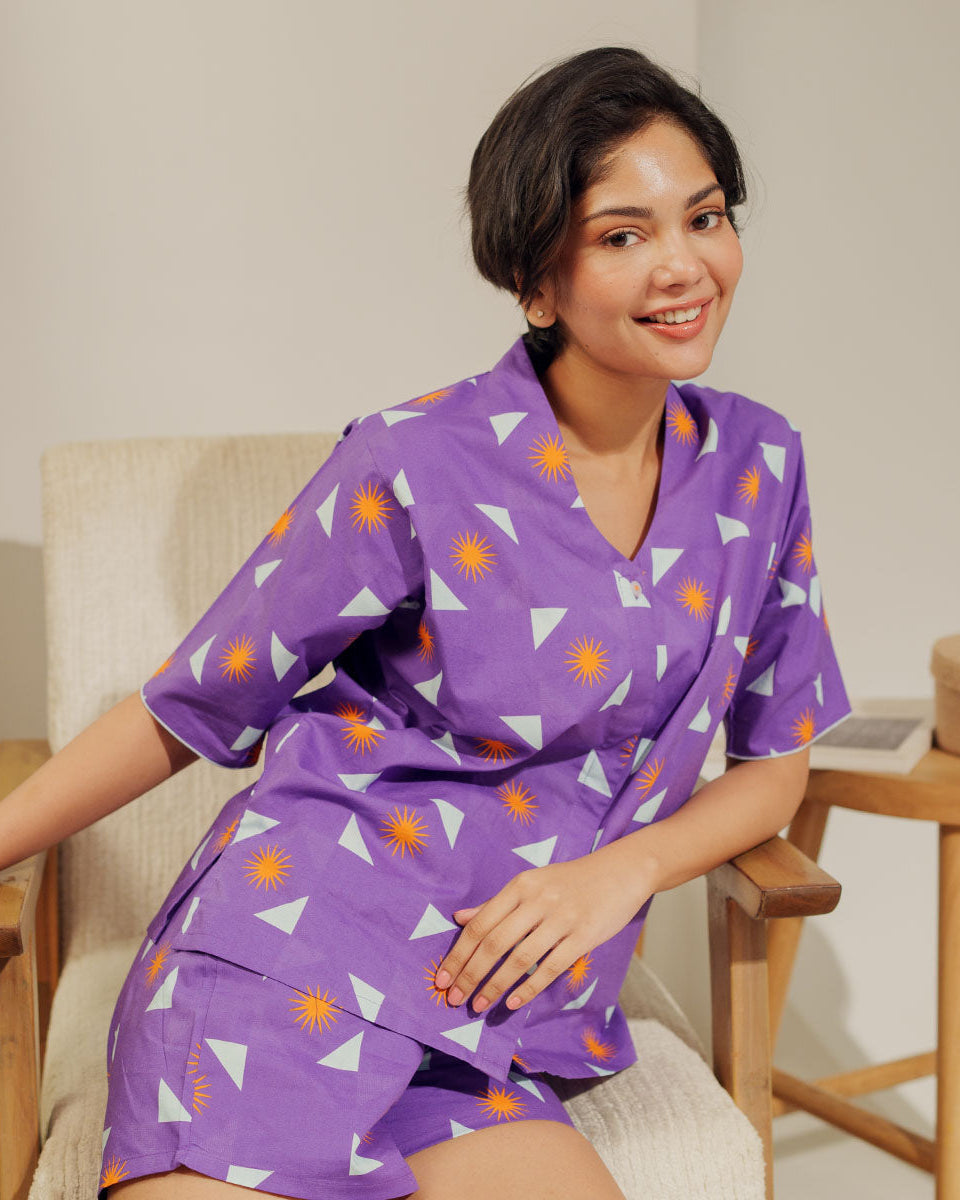 Cosmic Rays Cotton High Low Shorts Set