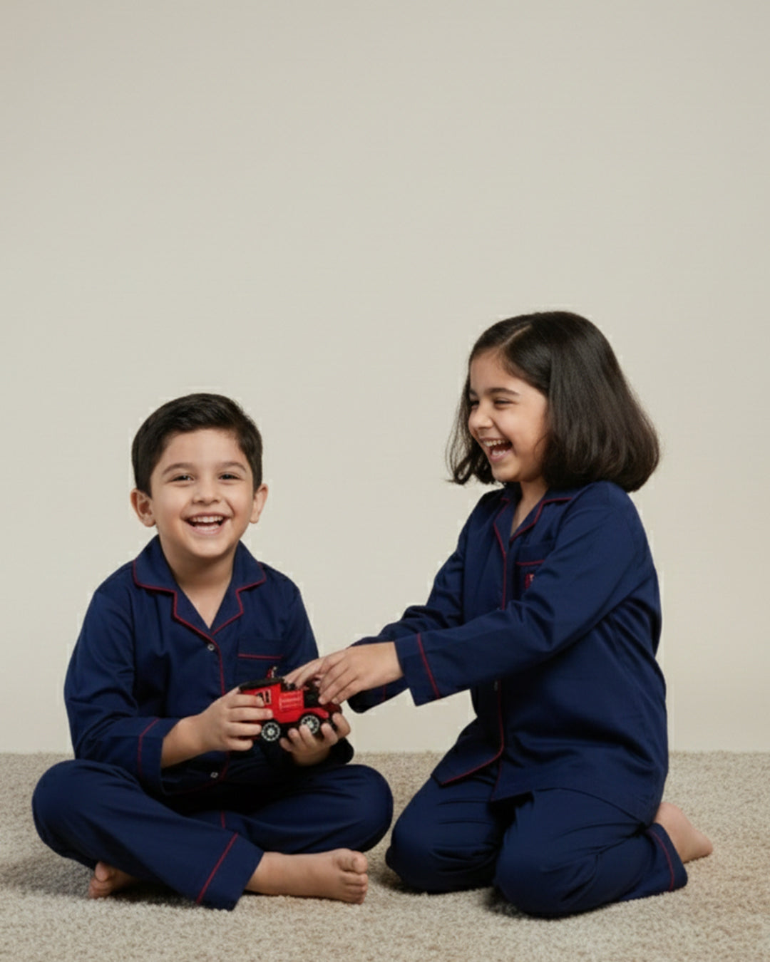 Silent Navy Personalised Cotton Notched Pyjama Set