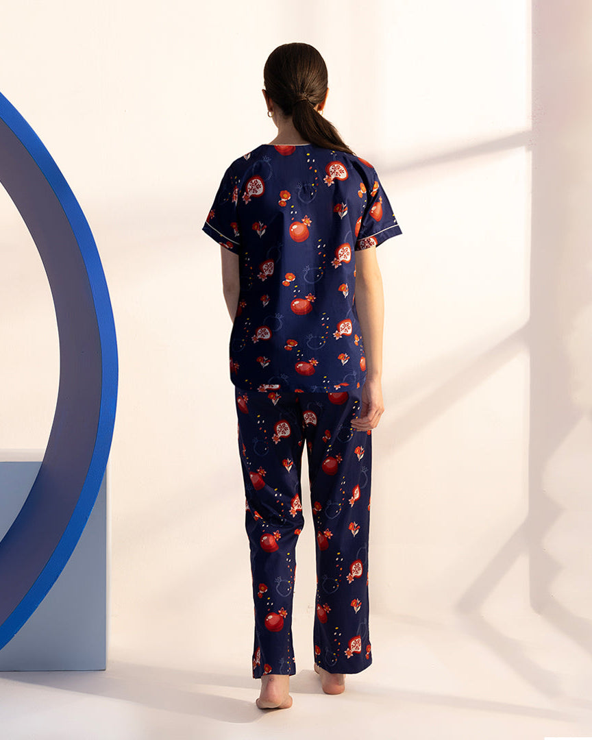 Ruby Fusion Cotton Dip-Neck Pyjama Set