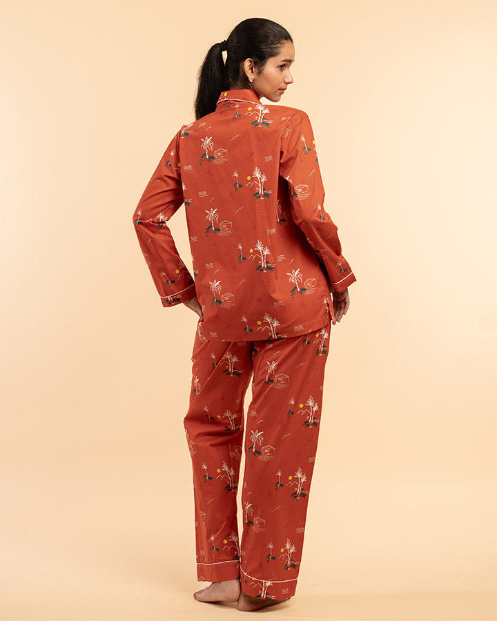 Rustic Shores Cotton Notched Collar Pyjama Set