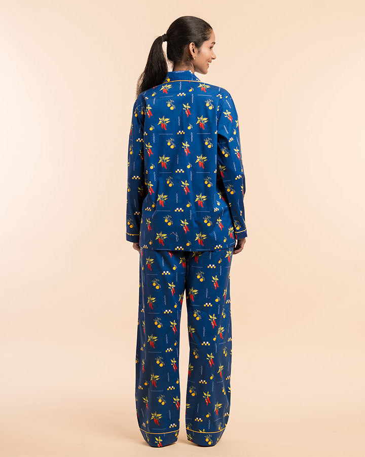 Spice Trail Cotton Notched Collar Pyjama Set