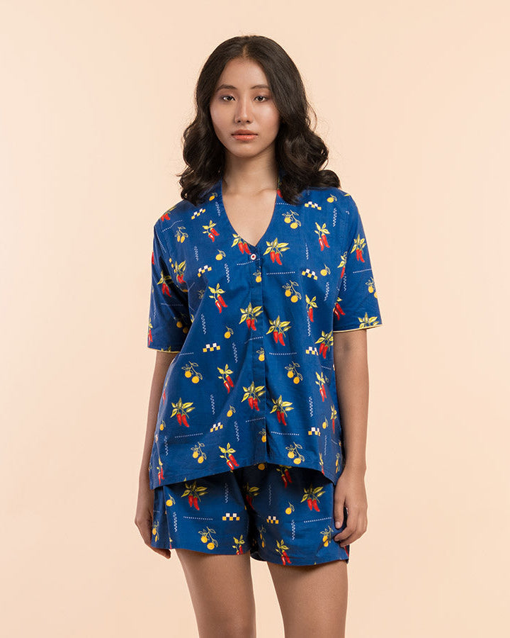 Spice Trail Cotton High Low Shorts Set