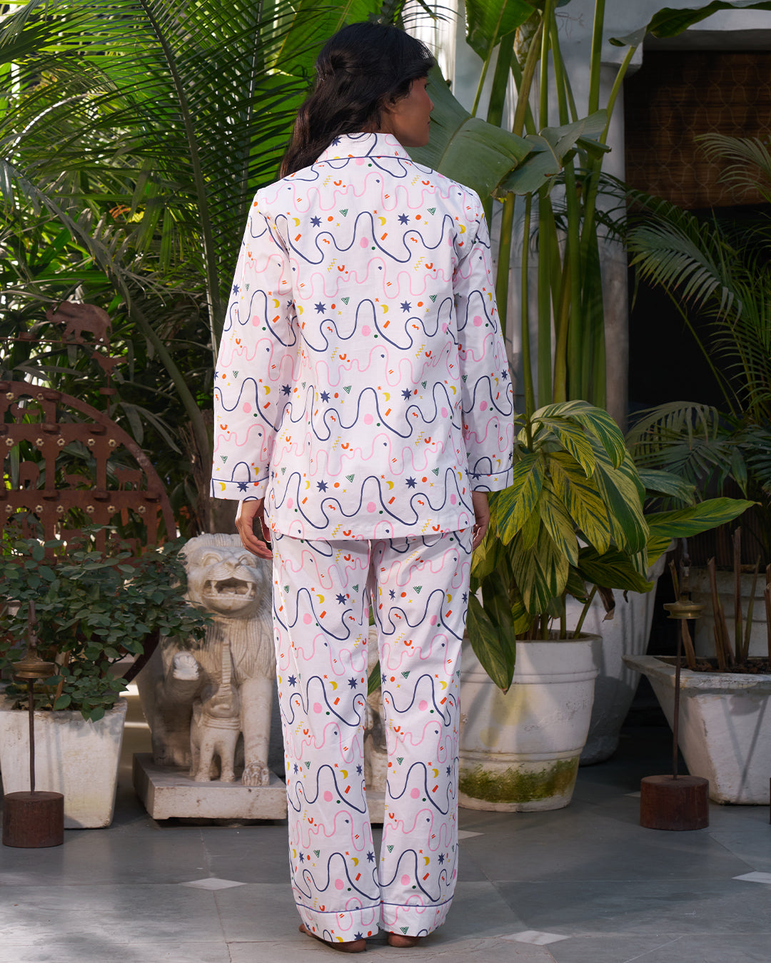 Squiggles - Everyday Set<br>Women’s Cotton Notch Collar Pajama Set