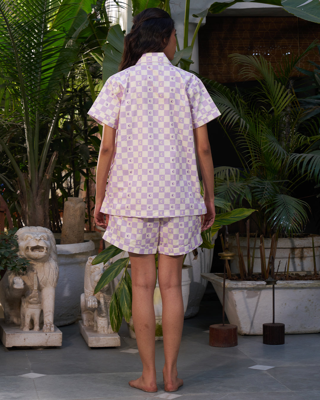 Sun & Moon - Everyday Easy Set<br>Women’s Cotton Notch Collar Shorts Set