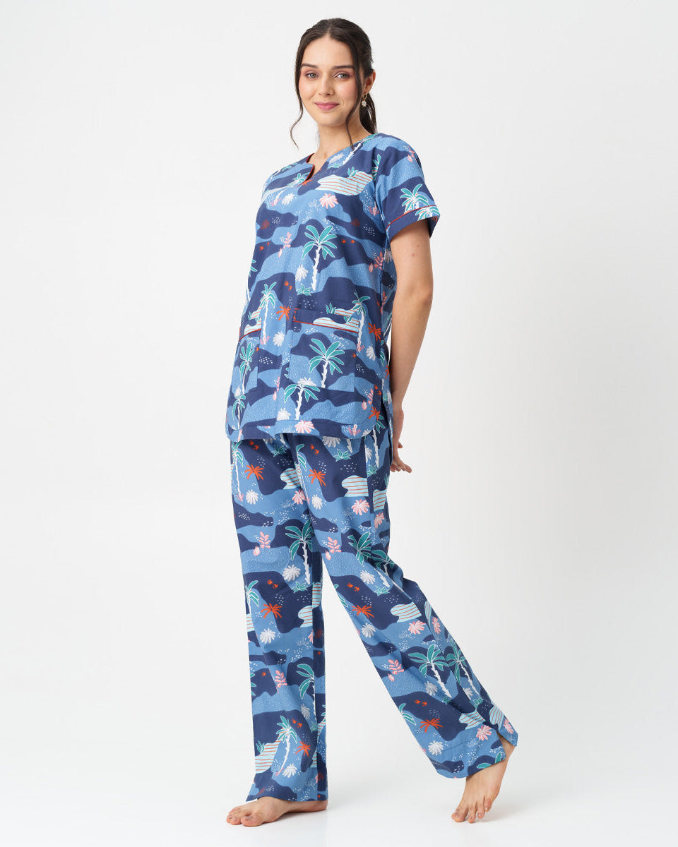 Tropique Cotton Dip-Neck Pyjama Set