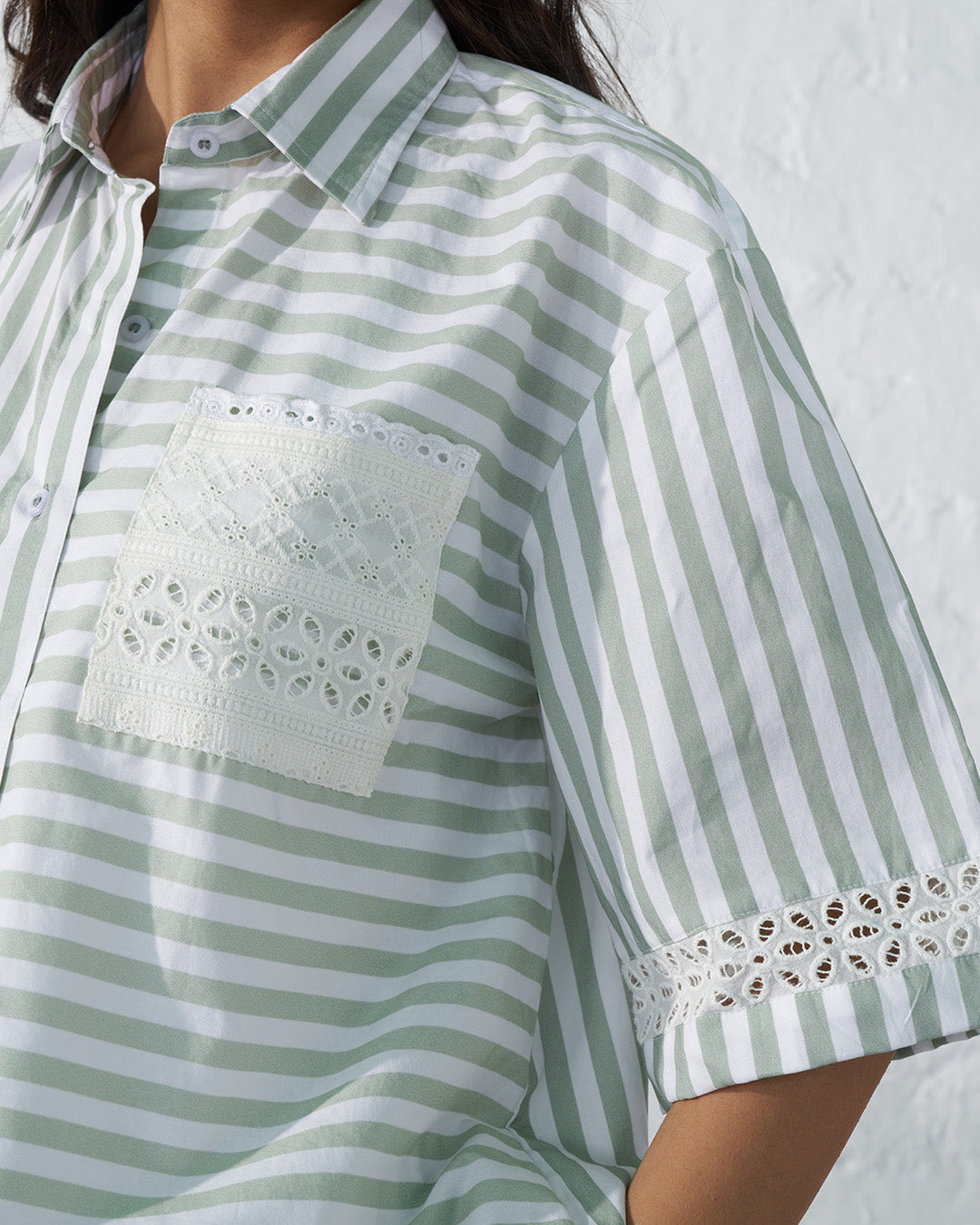 Garden Path Dual Stripe - Lace Set<br>Women's Co-ord Shorts Set